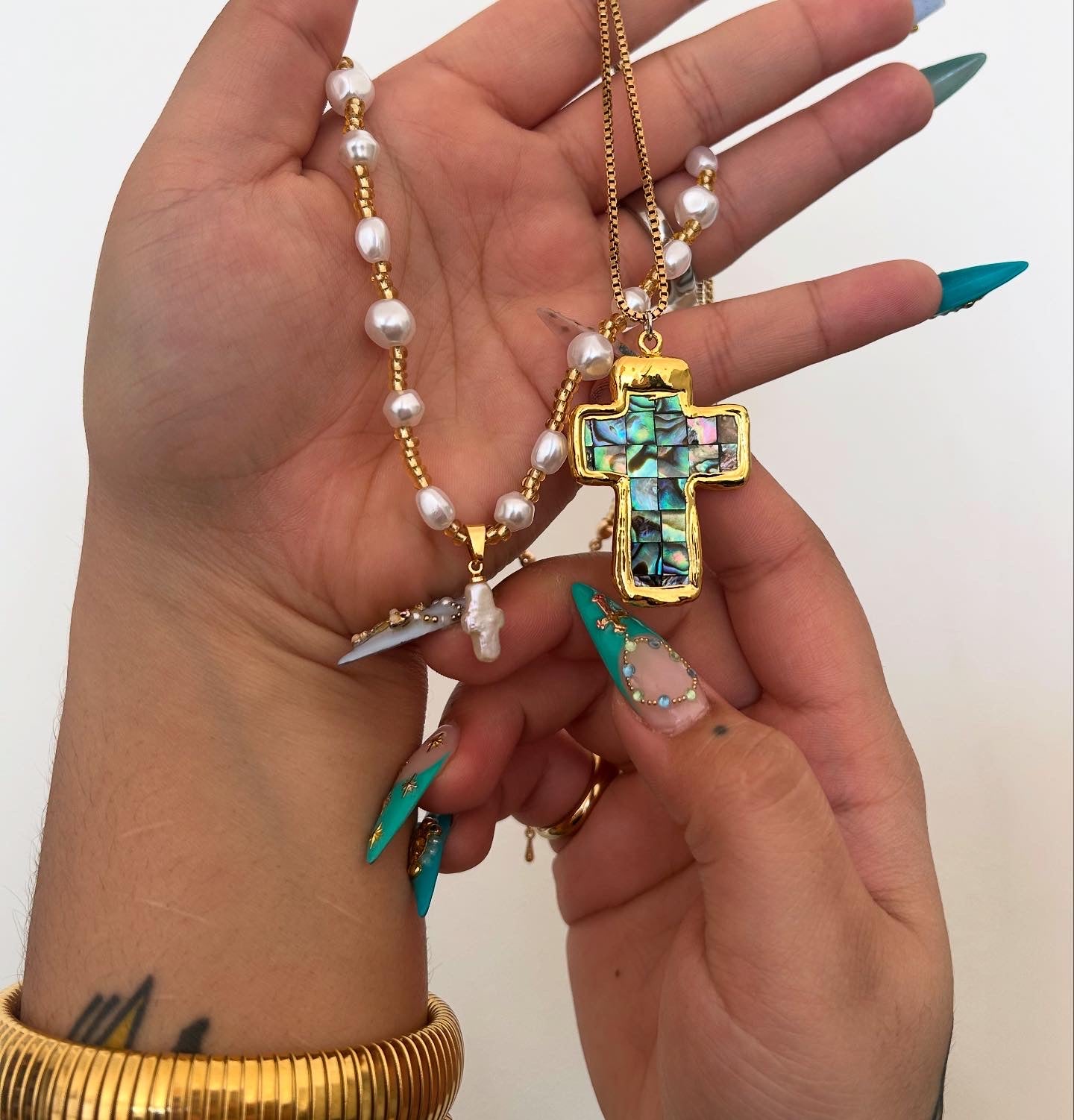 ‘Blair’ Mosiac Cross Necklace