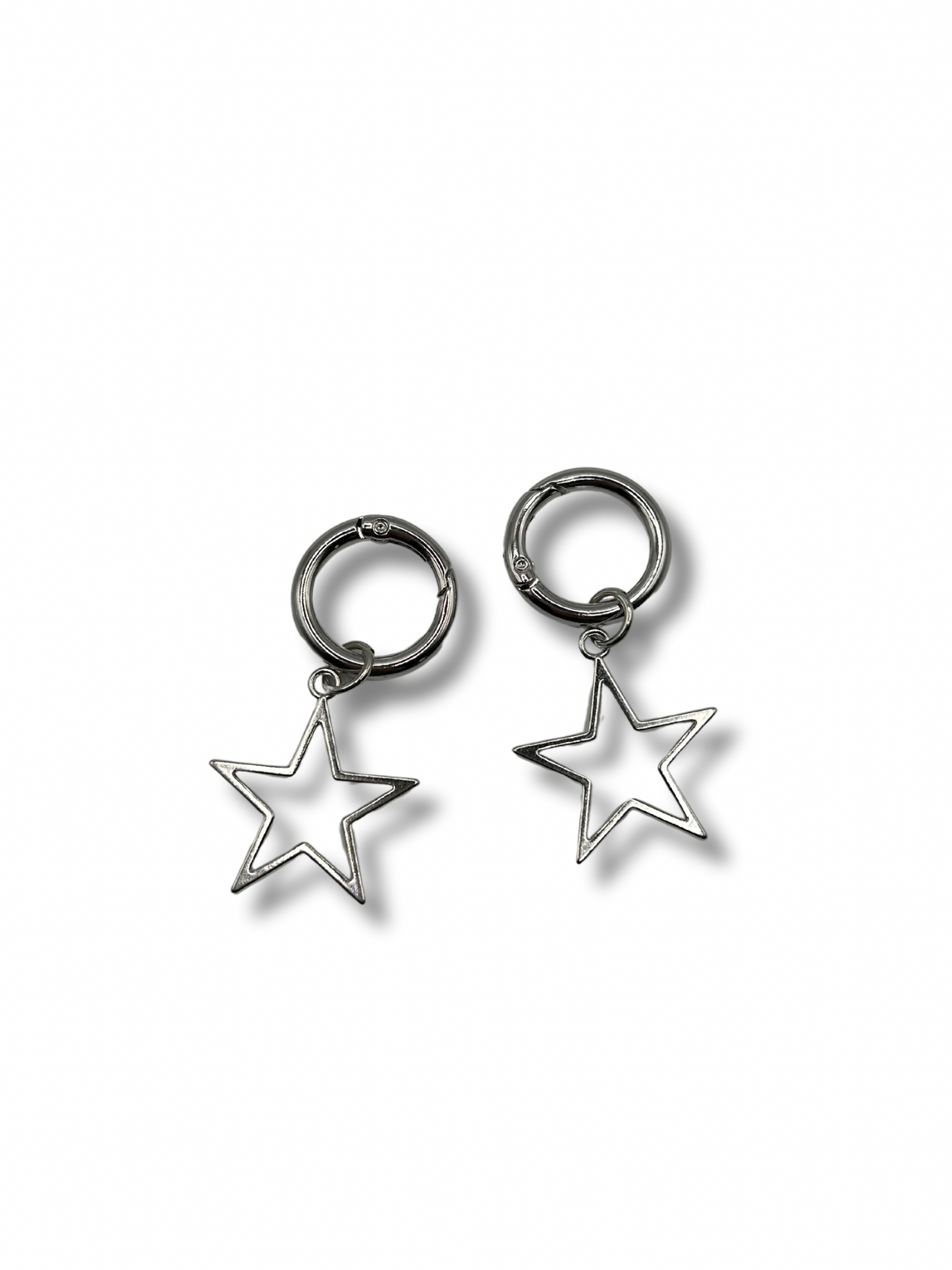 A pair of hollow star boot charms stainless steel