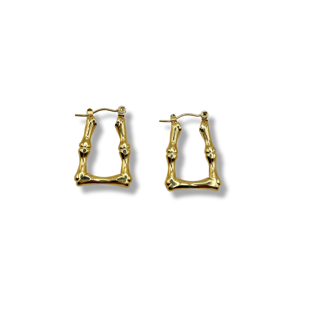 gold bamboo square hoop earrings