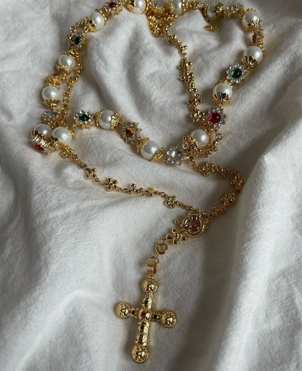 'Amber' Ornate Cross Layering Chain