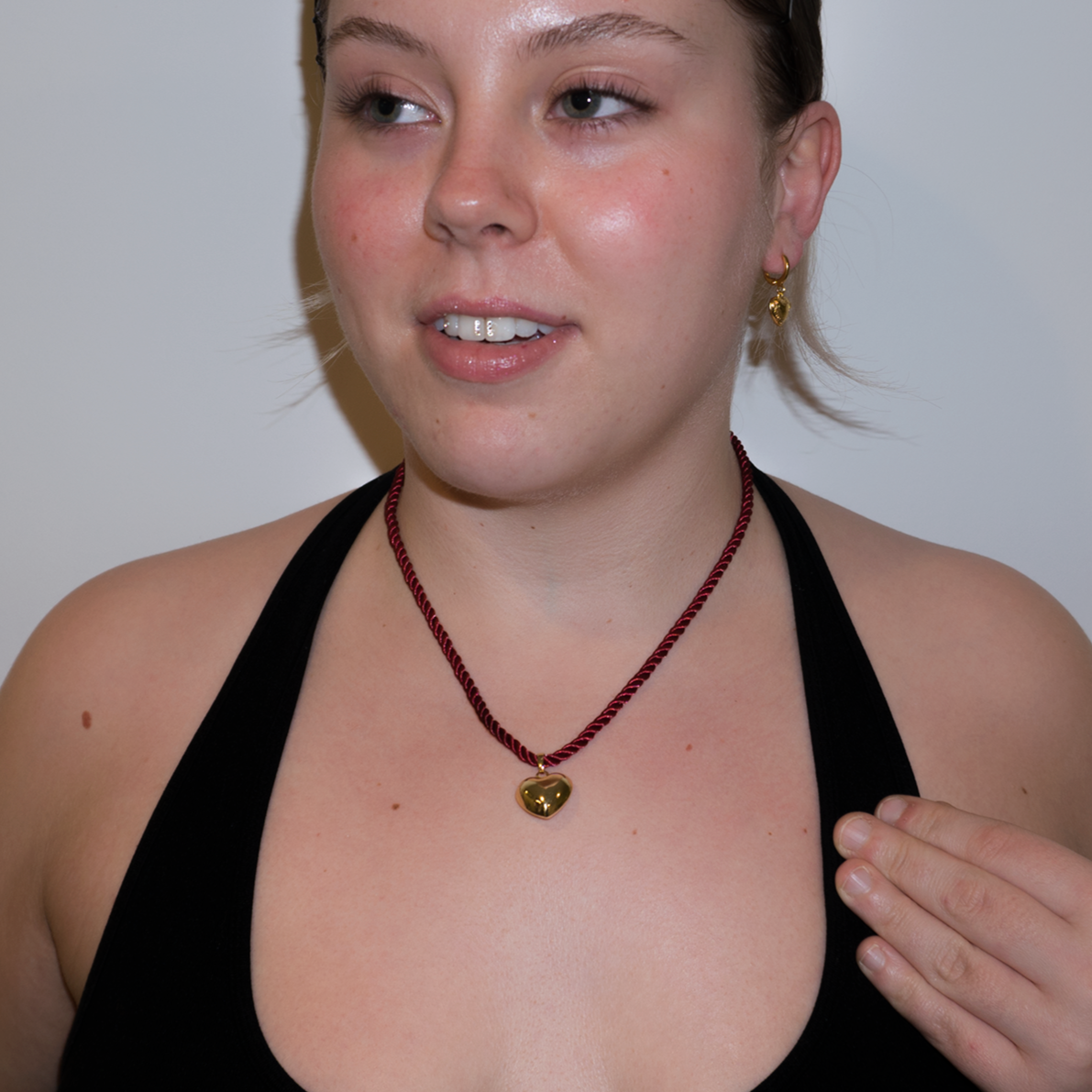 'Mimi' Red Rope Heart Choker