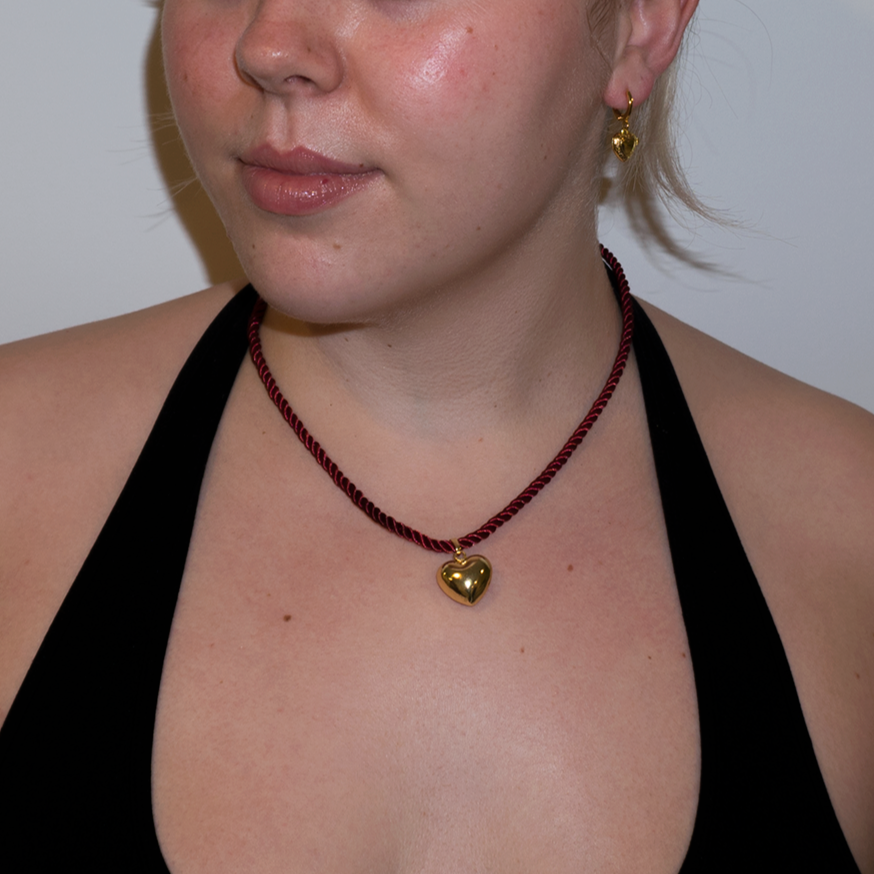'Mimi' Red Rope Heart Choker