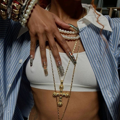 'Ciara' Large Ornate Cross Necklace